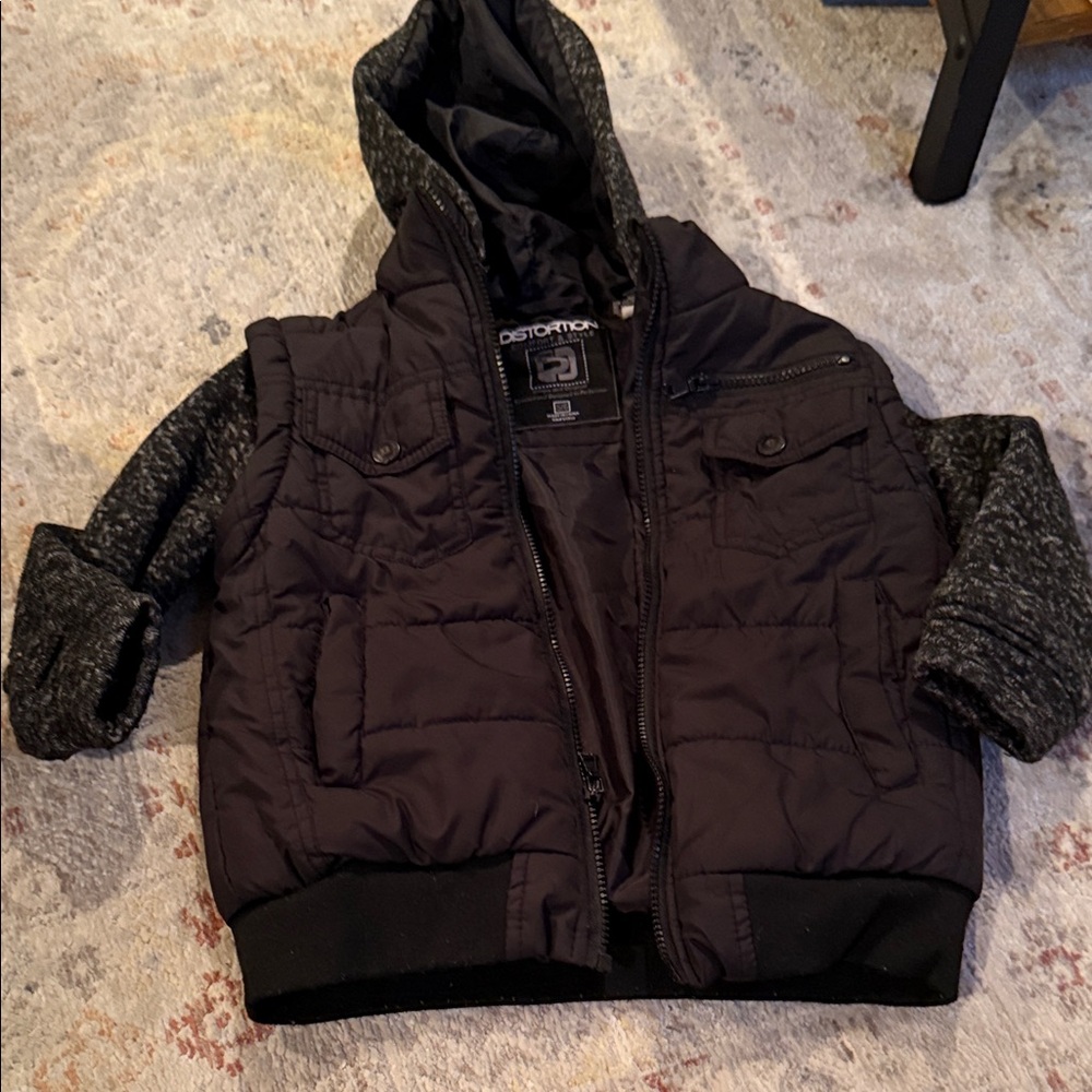 Distortion Black Kids Puffer Jacket
